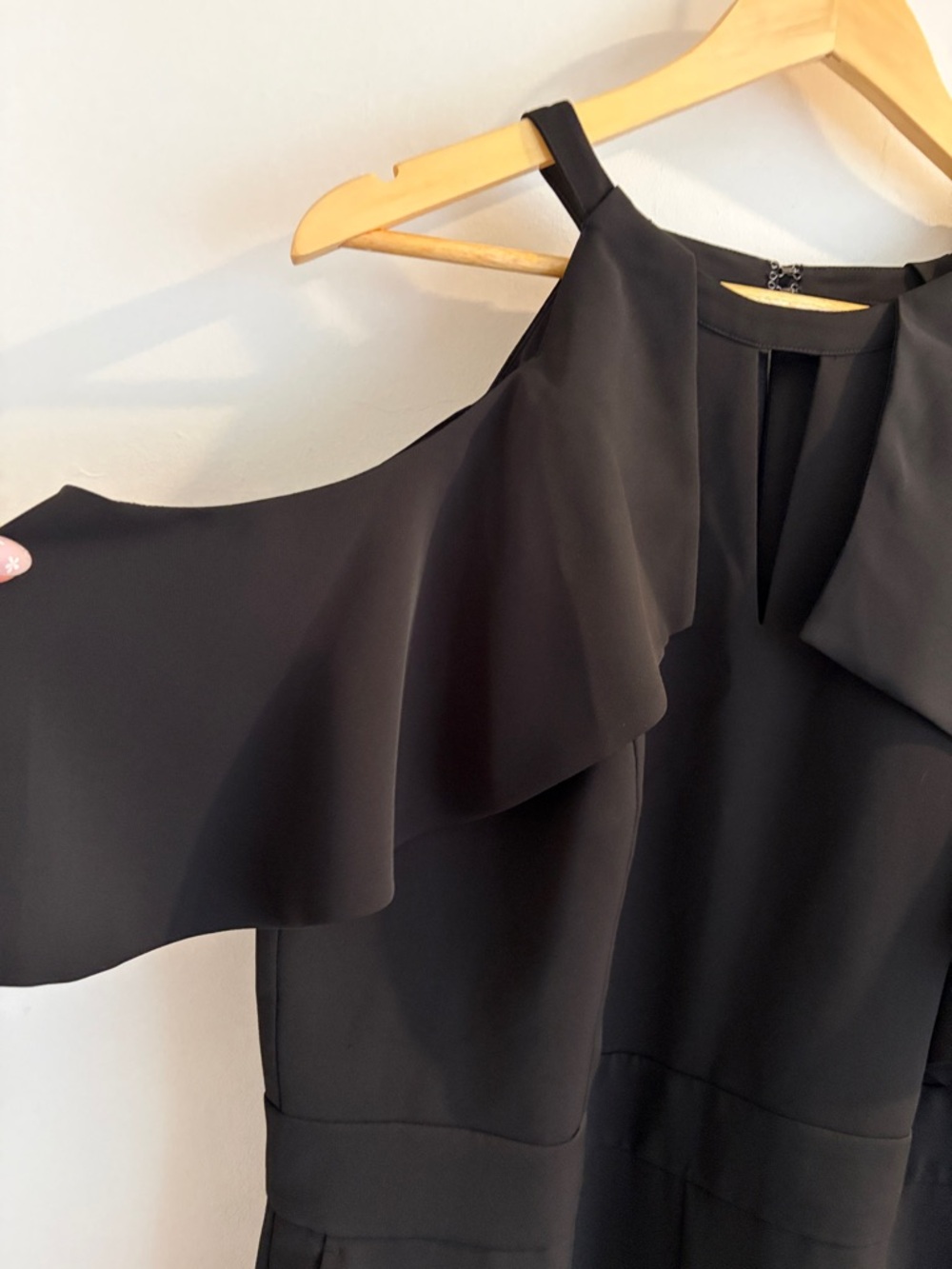 White House Black Market Black Halter Jumpsuit with off the shoulder detail sz16 - Picture 2 of 9